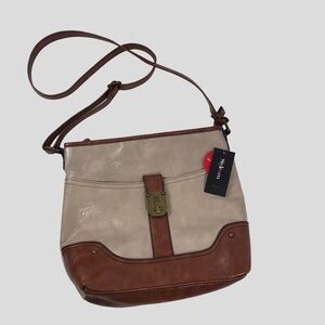STYLE & Co Twistlock Brown Vegan Leather Crossbody Shoulder Bag NWT